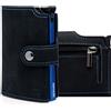 BEWMER v2 Portafoglio Uomo Slim In Similpelle Con Protezione RFID Anticlonazione - Porta Carte Di Credito Uomo E Donna Per 9 Tessere, Con Portamonete - Porta Tessere, Nero Azzurro