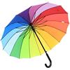 iX-brella Ombrello lungo, di alta qualità, 16 pezzi, con sistema automatico resistente alle tempeste, arcobaleno, 101 cm