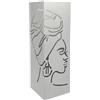 DRW Portaombrelli Quadrato in Metallo con Volto Bianco 15,5x15,5x49cm
