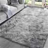 ASIinnsy Tappeto Salotto Moderno Pelo Lungo Shaggy Tappeto Peloso Grigio Morbido Soffice Antiscivolo Tappeti Soggiorno Moderni Grandi Tappeto per Camera da Letto (200 x 200 cm, Bianco Grigio)
