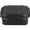 BORDSTRACT Lunch Box Isolante, Portapranzo Elettrico Doppio Portatile in Acciaio Inossidabile 304 con Scomparto, Adatto Per Viaggi Scolastici in Ufficio(Black)