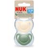 NUK for Nature Ciuccio in silicone, 6-18 mesi, verde/crema, 2 pezzi