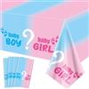 XJLANTTE Tovaglia Gender Reveal da 4 pezzi - Decorazioni da tavola Gender Reveal Tovaglia rettangolare rosa e blu per decorazioni Baby Shower, genere ragazzo o ragazza, 51 x 86,6 pollici