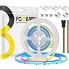 FCOB COB WS2811 IC RGB flessibile ad alta densità striscia LED 9.84FT DC24V 630LEDs/m 30IC 10mm larghezza bianco PCB Colore Sogno Luce Uniforme per DIY(Non contenuto Alimentazione Control)