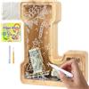 Lakpopya Salvadanaio Grande in Legno, Salvadanaio Personalizzato con Lettere A-Z, Area Obiettivo e Vano Trasparente per Banconote, Regalo Creativo per Bambini e Adulti (L)