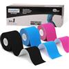 LiangMai Kinesio Tape - 3 rotoli 5cm x 5m di tape kinesiologico Nero+Blu+Rosa, tape sportivo impermeabile ed elastico - Nastro Kinesiologico nastri amici della pelle per ginocchio spalla gomito