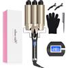AIMERVO Ferro Arricciacapelli 32MM crea Onda Grande, AIMERVO Piastra Per Onde 14 Livelli di Temperatura da 80-210°C, Display Digitale Hair Waver Riscaldamento Immediato in 30 Secondi, Guanto Termico Incluso