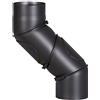 FIREFIX Tubo universale R150/UB in acciaio spesso 2 mm (tubo fumo) diametro 150 mm, per camini e focolari, Senotherm, nero, regolabile da 0 a 90 gradi, con due ante per la pulizia