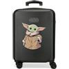 Star Wars Grogu, Maleta Cabina, 40x55x20 cm ABS Rigido Lucchetto TSA Integrato 38.4L 2.82 kg, 4 Doppie Ruote, Nero (Grogu)