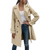 KJDWJKJRF Trench - Giacca lunga da donna, in pelle, da donna, leggera, grande, taglia 48, impermeabile, traspirante, per escursioni, A Cachi, L