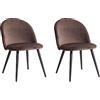 BenyLed - Set di 2 sedie da salone e cucina con rivestimento in velluto, moderne, con gambe in metallo nero (marrone)