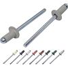Marcopol Confezione da 100 rivetti ciechi verniciati, 3,2 x 8 mm, testa a cupola, DIN 7337, rivetti in alluminio e mandrino in acciaio, rivetti pop (100, grigio agata RAL 7038)