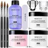 Morovan Polvere acrilica per unghie, 3 colori e 3 pennelli professionali, kit per principianti nail art