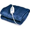 RELAX4LIFE Coperta Elettrica Riscaldata da Flanella Double-Face, Coperta Termica Elettrica Singola/Matrimoniale, Lavabile in Lavatrice, 4 Temperature Regolabili (180x130cm, Blu, 1)