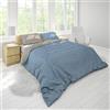 INTRECCI Set Copripiumino Una Piazza e Mezza, 100% Flanella di Cotone, Morbido e Caldo, Sacco Copripiumino 200x200 cm + 1 Federa 50x80cm, Effetto Tinto in Filo, Double Face. Colore: Blu/Tortora