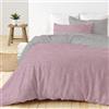 INTRECCI Set Copripiumino Una Piazza e Mezza, 100% Flanella di Cotone, Morbido e Caldo, Sacco Copripiumino 200x200 cm + 1 Federa 50x80cm, Effetto Tinto in Filo, Double Face. Colore: Rosa/Grigio