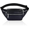 Nesloonp Marsupio Marsupio Marsupio Nesloonp Borsa in pelle PU unisex con tasche multiple con cerniera Cintura regolabile Cintura da corsa per uomo Donna Allenamento all'aperto Escursionismo Viaggio （Nero）