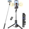 Pnitri Bastone Selfie con 2 Luci di Riempimento, Extra Lungo 114 CM Asta Selfie Treppiede con Telecomando Senza Fili, Selfie Stick compatibile con Smartphones