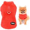 SMALLLEE_LUCKY_STORE Pet Sherpa Maglione in pile con dolcevita e anello a D per cani di piccola taglia gatto,cucciolo Yorkie Chihuahua vestiti caldi autunnali e invernali, rosso, L