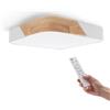 M Ledme -Plafoniera LED da soffitto quadrato 24 W con telecomando, regolabile 2700 K-6500 K da freddo a caldo e intensità, 2400 lm, design con legno naturale, per bagno, cucina,