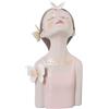 DRW Figura di un busto da ragazza in resina con farfalle e maglietta rosa 10x11x20 cm