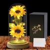 Touloube Girasole Regalo di la Festa Della Mamma per Donna, Girasole Artificiale in Cupola di Vetro, Regali di Girasole Eterni per le Donne per Anniversario, Fiore Artificiale Regalo per Donne Mamma Nonna