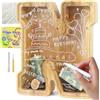Lakpopya Salvadanaio in Legno Grand per Bambini Adulti Salvadanaio Lettre Personalizzato di A-Z con Area di Destinazione Salvadanaio Apribile Trasparente per Decorazione Regalo Battesimo (N)