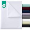 Utopia Bedding - Lenzuolo piano sopra senza elastico - Una Piazza e Mezza 225 x 255 cm - Certificato OEKO-TEX - Morbido poliestere spazzolato - Microfibra - Lenzuolo piano - Bianco