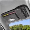 JNNJ Organizer parasole per auto, porta carte di credito, parasole regolabile, custodia multifunzione per occhiali da sole, carte di credito (grigio)