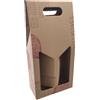 Weboxes Porta bottiglia doppia con manico 18 x 9 x 38 - Confezione da 20 pezzi