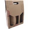 Weboxes Porta bottiglia tripla con manico 27 x 9 x 38 Confezione da 20 pezzi - Avana e Bordeaux
