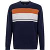 Krumba Maglione in Cotone Oversize Uomo Righe Miste Blu Navy - Taglie Forti 4XL