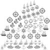 SUNNYCLUE 1 Scatola 60 Pezzi 15 Stili Ciondoli Ancora In Lega Stile Tibetano Timone Nave Piatto Rotondo Barca Veicolo Forma Ruota Ocean Sailing Tema Pendenti per Fare Forniture Artigianali