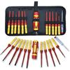 CCLIFE 13 Pezzi Set Cacciaviti Elettricista con lame intercambiabili con punte a Taglio, Pozidriv, Torx Multifunzione VDE 1000 V Set di cacciaviti magnetici isolati con e tester di sicurezza