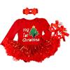 FYMNSI Vestito natalizio per neonata e ragazza, il mio primo Natale, set di abbigliamento da principessa, tutù, body con fascia per scarpe, 3 pezzi, abbigliamento per feste Xmas da 0 a 18 mesi, Albero