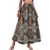BEAUTELICATE Gonna Lunga Donna Bohemia Maxi Gonna Estiva Vintage Stampa Casual Gonna Ampia a Pieghe Vita Elastica Gonna da Spiaggia S-3XL (Marrone & Nero, XL)