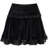Black Sugar - Pantaloni gotici da donna, con gonna a luna, stile rock, rosa e nero, con zippe in velluto e pizzo, stile gotico Gonna in velluto S