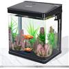 Nobleza - Nano Acquario in vetro per pesci acqua tropicali con illuminazione a Led e filtro inclusa. 14 Litri, color Nero.