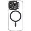 case&me cover trasparente con modulo MagSafe per iPhone 15 Pro, compatibile con MagSafe, protezione per fotocamera, nero