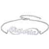 Custom4U Bracciale con Nome in Argento per Donna Bambina Cavigliere Regolabili Personalizzabili Gioielli Nominali per Donna Fidanzata di Mamma