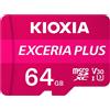 GielleService Scheda Memoria Micro SDXC Kioxia Exceria Plus 64 GB UHS-I U3 V30 A1 Classe 10 con adattatore