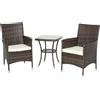 Outsunny Set Mobili da Giardino Rattan Set Arredamento Giardino 3pz Tavolo con 2 Sedie con Cuscini Marrone