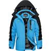 KEFITEVD Giacca invernale da donna con calda imbottitura, in pile, spessa giacca da sci con cappuccio rimovibile e tasche con cerniera, antivento, giacca da snowboard invernale, Azzurro, L