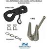 KIT ORMEGGIO BARCA CIMA IMPIOMBATA CON CATENA E GRILLI INOX + ANCORA HALL 4 KG