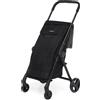 Foppapedretti Go Fast Carrello spesa Black Nero per la spesa chiudibile e leggero con telaio in alluminio