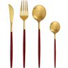 Bestdin Set Posate 6 Persone, 24 Pezzi Posate Oro Rosso Opaco, Set Cena con Coltello Forchetta Cucchiaio, Set Posate in Acciaio Inox di Alta Qualità, Lavabile in Lavastoviglie.