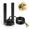 Eightwood Antenna WiFi 6e Tri-band 2,4 GHz/5GHz/6GH Alto Guadagno con Base Magnetica e Supporto a Tre Bande con Cavo di Estensione da 2 Metri antenna wifi per pc