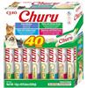 INABA Churu Snack per Gatti Cremoso in 4 Varietà al Tonno e Frutti di Mare - 40 Stick x 14g - Cibo per Gatti da Leccare, Sano e Delizioso - Snack Gatto Senza Conservanti o Coloranti Artificiali