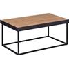 Inter Link - Tavolino - Tavolino - Tavolo da salotto - Struttura in metallo nero - Finitura epossidica - Decoro in rovere artigianale - 90 x 55 x 40 cm - Passione