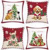Bonhause Federe per Cuscini Natale Cani 45 x 45 cm Copricuscini Decorativi Natale Cane da Compagnia Rosso Velluto Morbido Federa per Cuscino Casa Vacanze Invernali Decorazione Set di 4